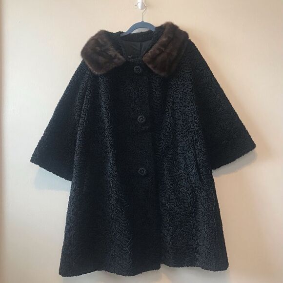 Vintage Persian Lambs wool with mink collar 1950/60 - Picture 3 of 10